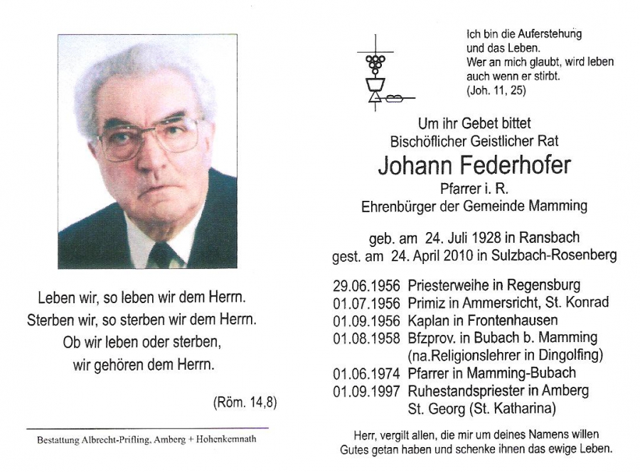 Pfarrer Johann Federhofer